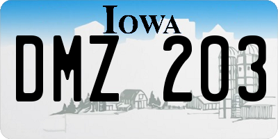 IA license plate DMZ203