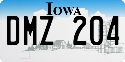 IA license plate DMZ204