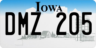 IA license plate DMZ205