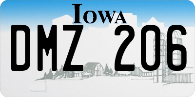 IA license plate DMZ206