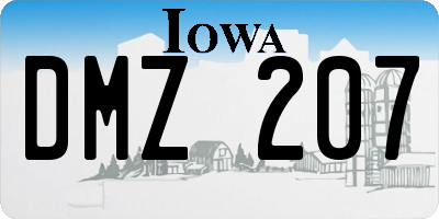 IA license plate DMZ207