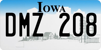 IA license plate DMZ208