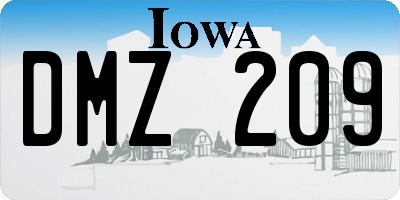 IA license plate DMZ209