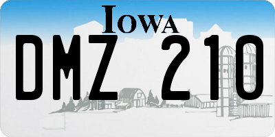 IA license plate DMZ210