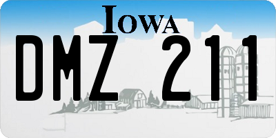 IA license plate DMZ211