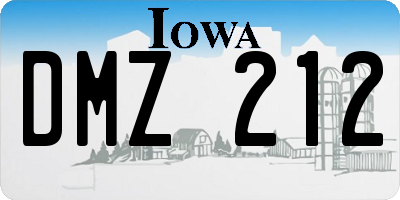 IA license plate DMZ212