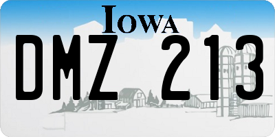 IA license plate DMZ213