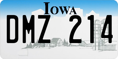 IA license plate DMZ214