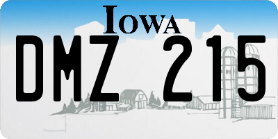 IA license plate DMZ215