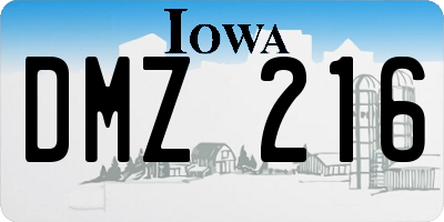 IA license plate DMZ216