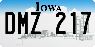 IA license plate DMZ217