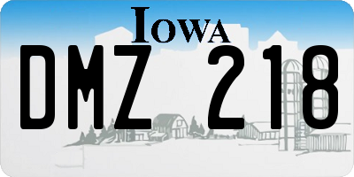 IA license plate DMZ218