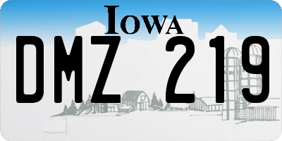 IA license plate DMZ219