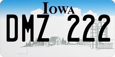 IA license plate DMZ222