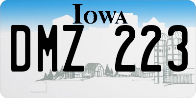 IA license plate DMZ223