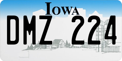 IA license plate DMZ224