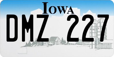 IA license plate DMZ227