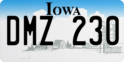 IA license plate DMZ230