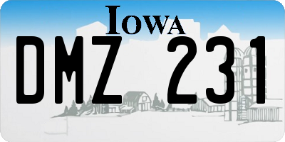 IA license plate DMZ231
