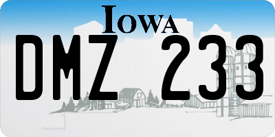 IA license plate DMZ233