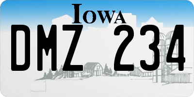 IA license plate DMZ234