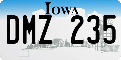 IA license plate DMZ235