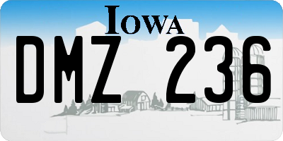 IA license plate DMZ236