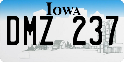 IA license plate DMZ237