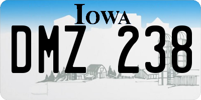 IA license plate DMZ238