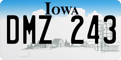 IA license plate DMZ243