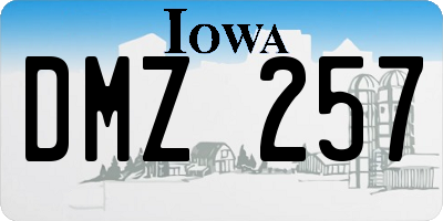 IA license plate DMZ257