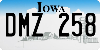 IA license plate DMZ258