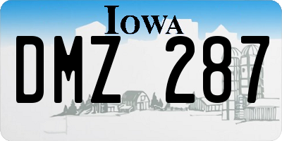 IA license plate DMZ287