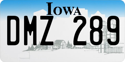IA license plate DMZ289