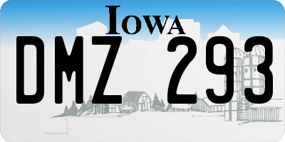 IA license plate DMZ293