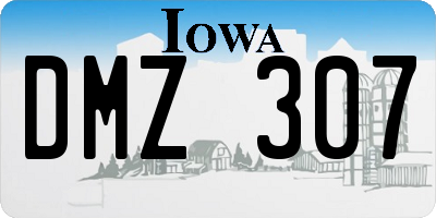IA license plate DMZ307
