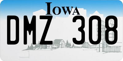IA license plate DMZ308