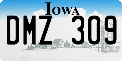 IA license plate DMZ309