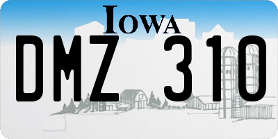 IA license plate DMZ310