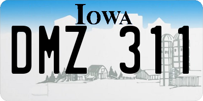 IA license plate DMZ311