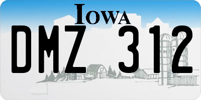 IA license plate DMZ312