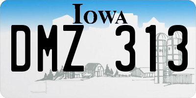 IA license plate DMZ313
