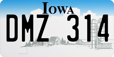 IA license plate DMZ314