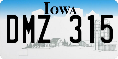 IA license plate DMZ315