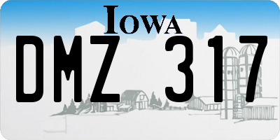 IA license plate DMZ317