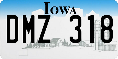 IA license plate DMZ318
