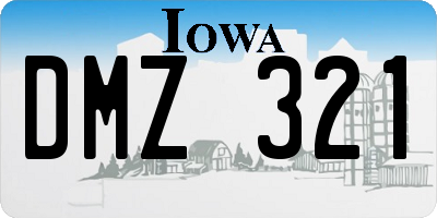 IA license plate DMZ321