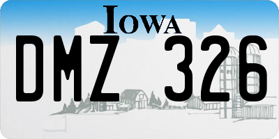 IA license plate DMZ326