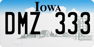 IA license plate DMZ333
