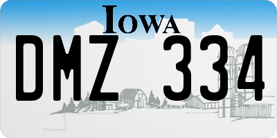 IA license plate DMZ334